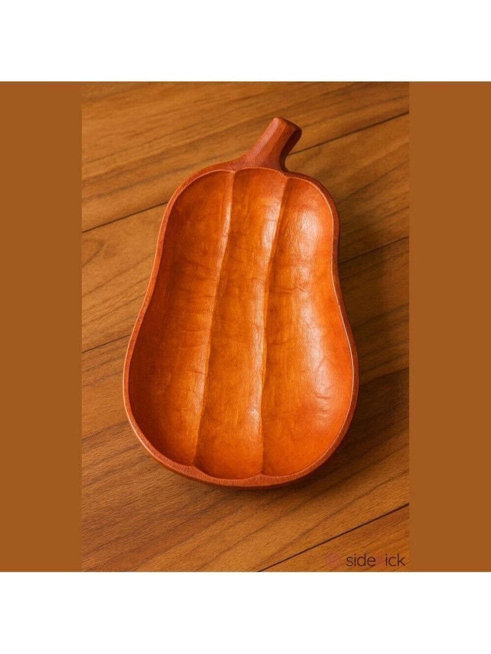 Vintage Hand-Carved Wooden Squash Fall Harvest Serving Dish Decor Thanksgiving